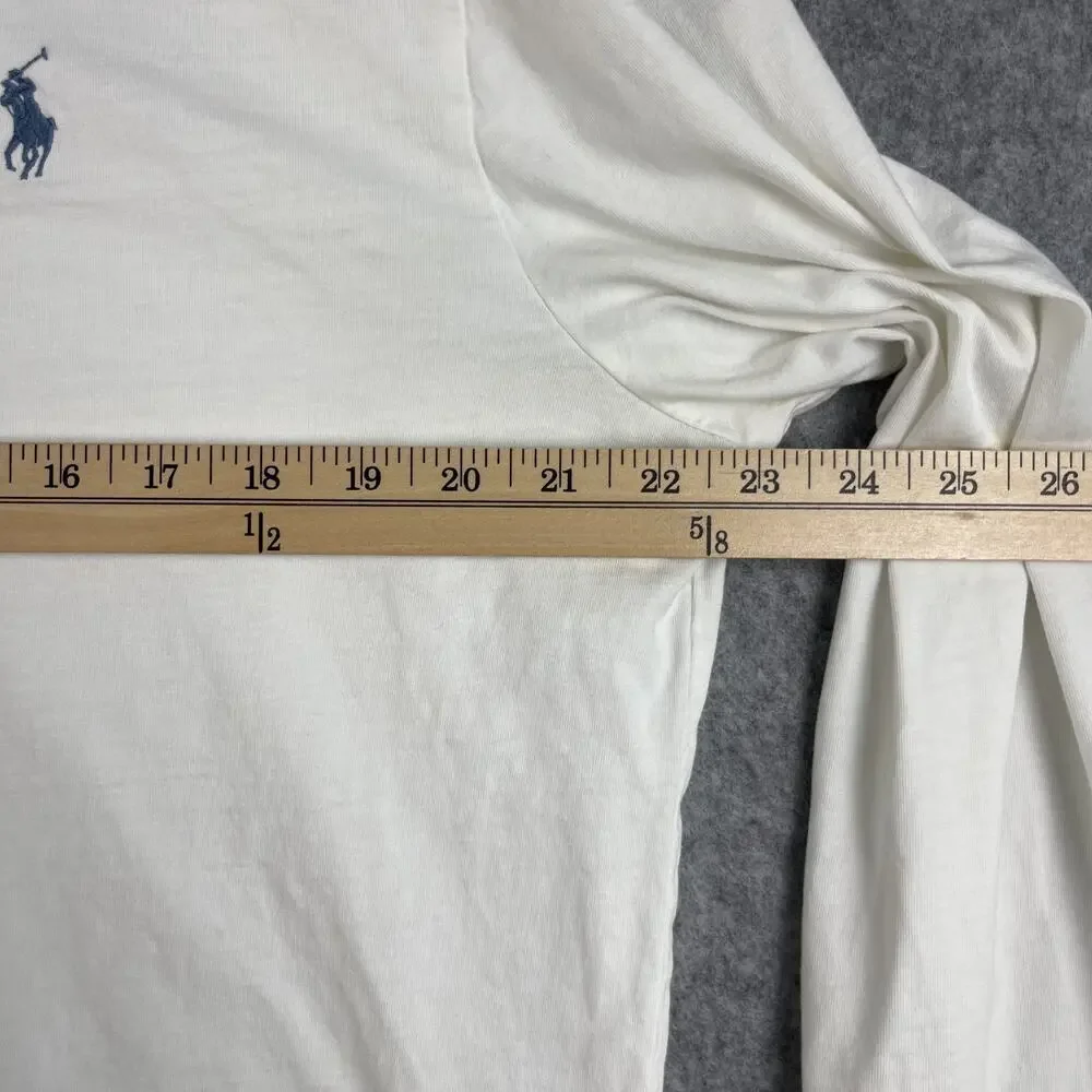 Polo Ralph Lauren‎ Hoodie Mens Large White Long Sleeve Tee Embroidered Pony